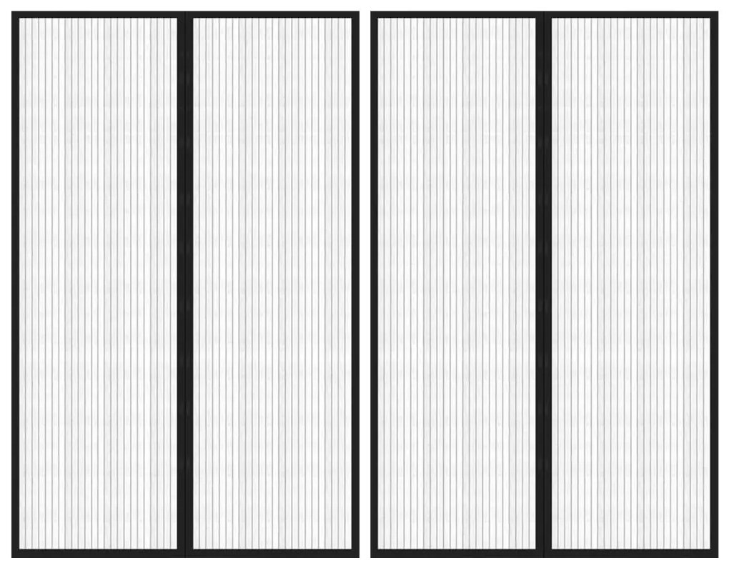Perdea de usa anti-insecte cu magnet, 2 buc., negru, 220x130 cm