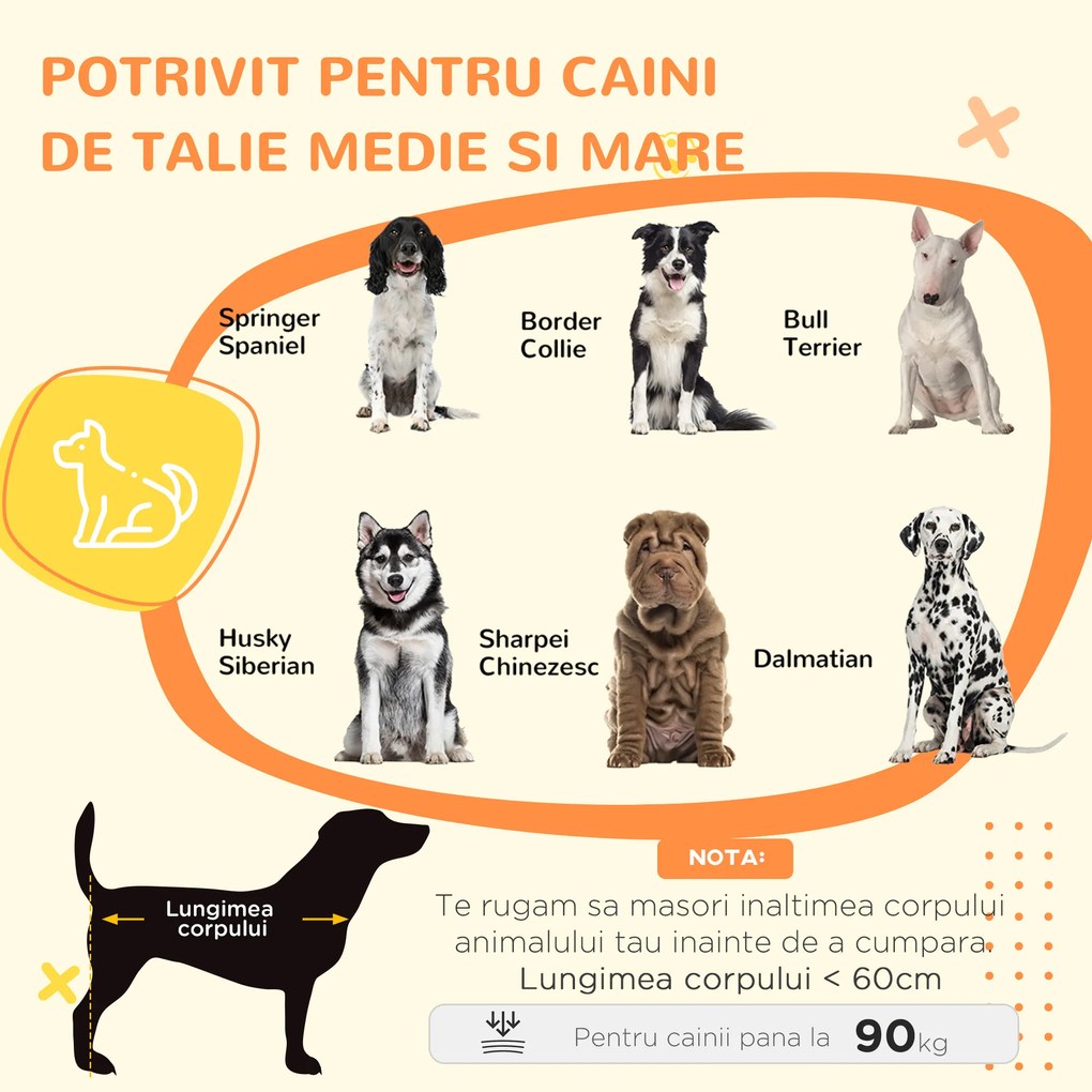 PawHut Cușcă pentru Câini de Talie Medie și Mare cu 2 Uși Blocabile și Pernă Lavabilă, 90x58x65 cm, Stejar | Aosom Romania