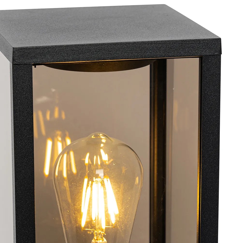 Lampă de exterior cu stativ neagră cu sticlă fumuriu 40 cm IP44 - Charlois
