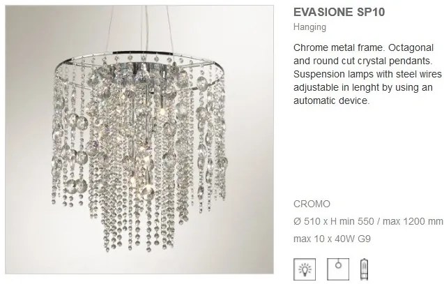 Lustra cu cristale modern diametru 51cm EVASIONE SP10 044767