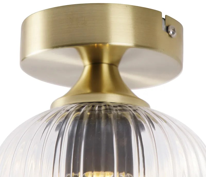 Plafonieră Art Deco alamă cu sticlă transparentă - Banci