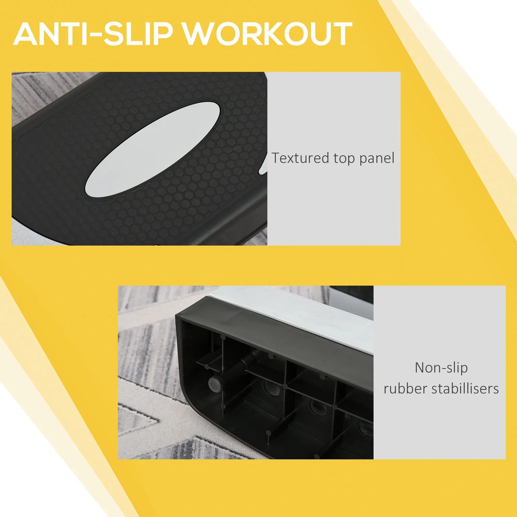 HOMCOM Stepper pentru aerobica reglabil in inaltime 10-15-20 cm, anti-alunecare, Negru si Gri | AOSOM RO