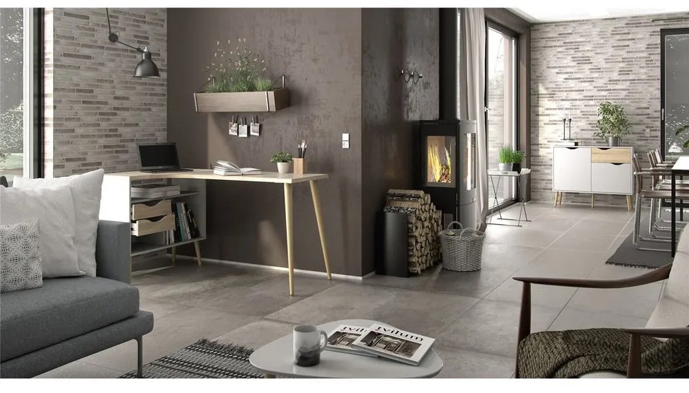 Birou cu aspect de lemn de stejar 145x81 cm Oslo - Tvilum