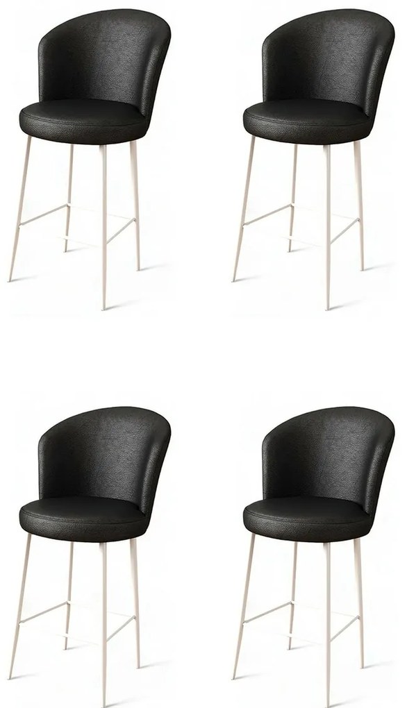 Set de scaune de bar Uras Black and White, 4bucăți, 4 buc