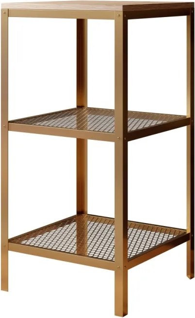 Raft metalic pentru carti, 40x80x40 cm, Rolin 1, ADRK Furniture (Culoare: Auriu / Alb Mat)