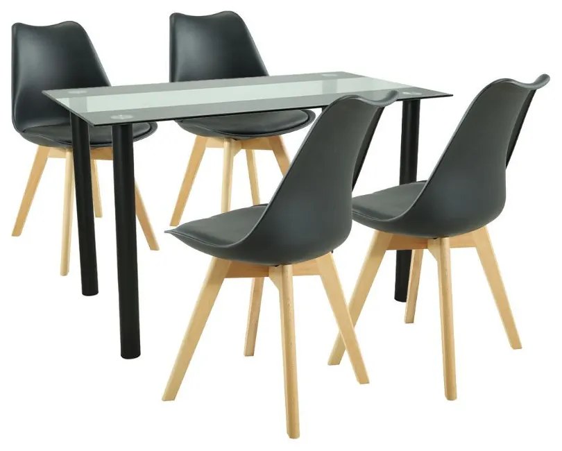 Set de masă Merlo 4+1 negru