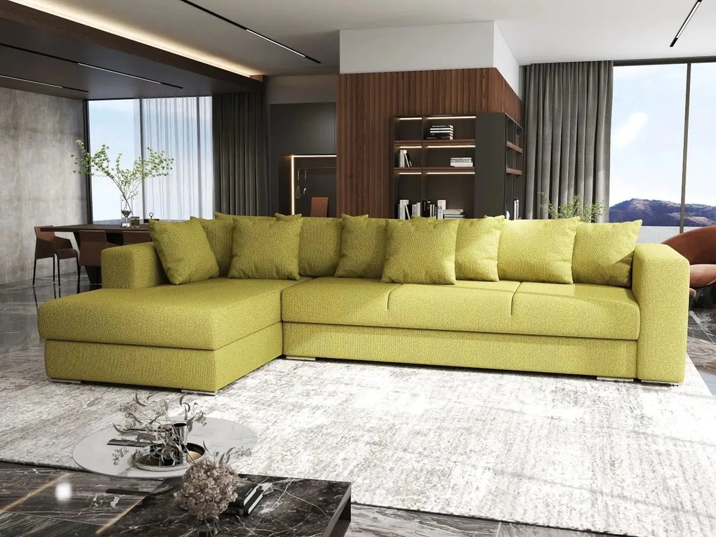 Colțar extensibil dumonde cu ladă de depozitare si sezut confortabil din spuma high-density, Gloria Enjoy Green 320x183 cm