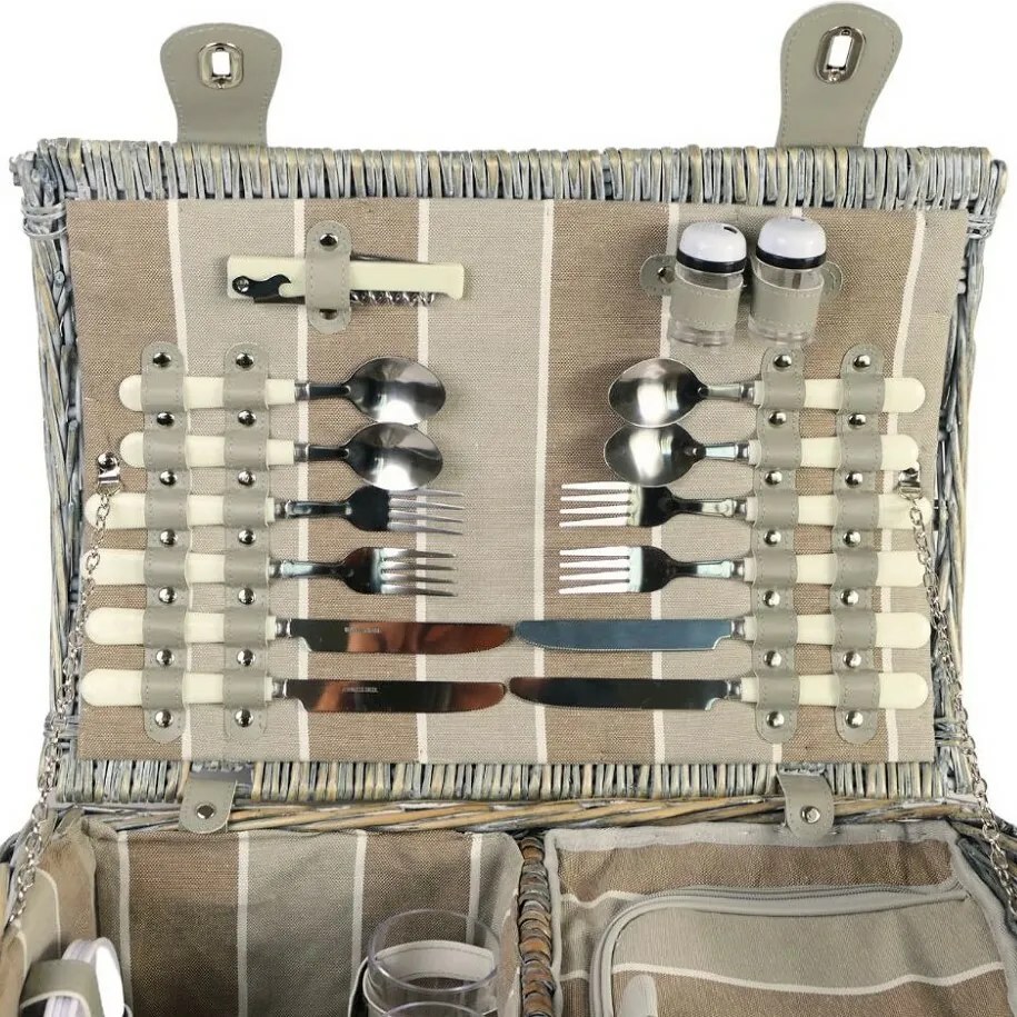 Coș picnic pentru 4 persoane Brown, 46 x 31x 21 cm