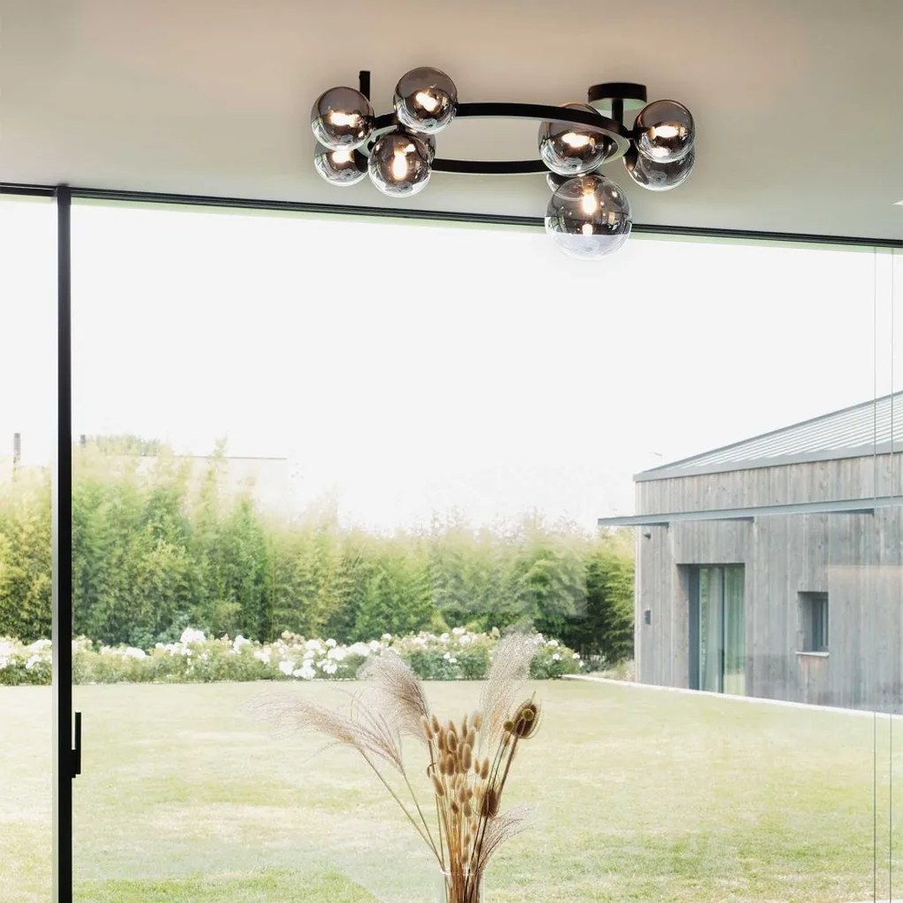 Lustra aplicata design modern Perlage pl10 negru/fumuriu