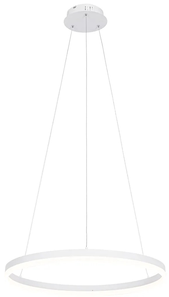 Lampă pendant de design albă 60 cm cu LED inclus, cu dimmer în 3 trepte - Anello