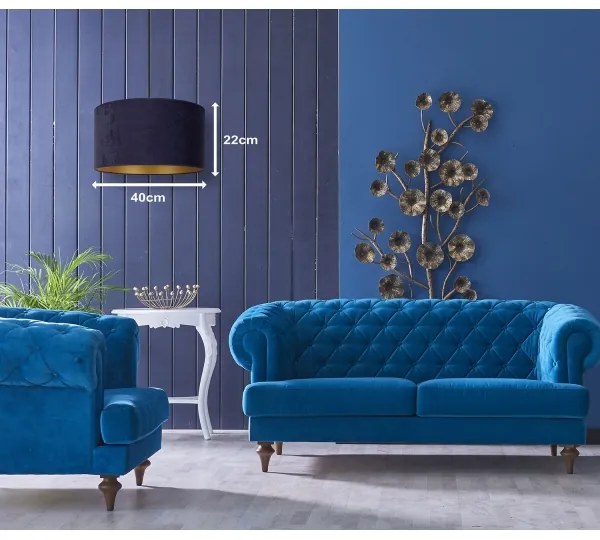 Lustră pe cablu Duolla ROLLER 1xE27/15W/230V d. 40 cm albastru/auriu