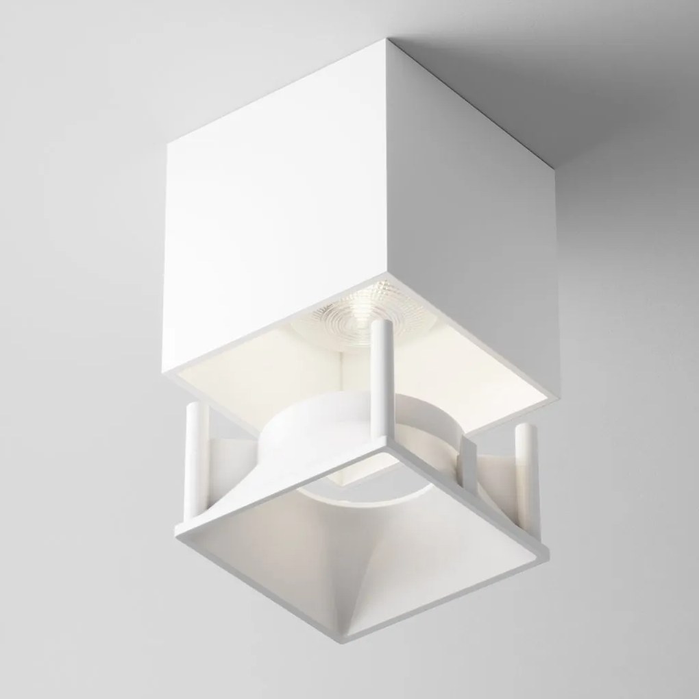 Spot LED aplicat, plafoniera dimabil design tehnic Alfa alb 7x7cm, 4000K