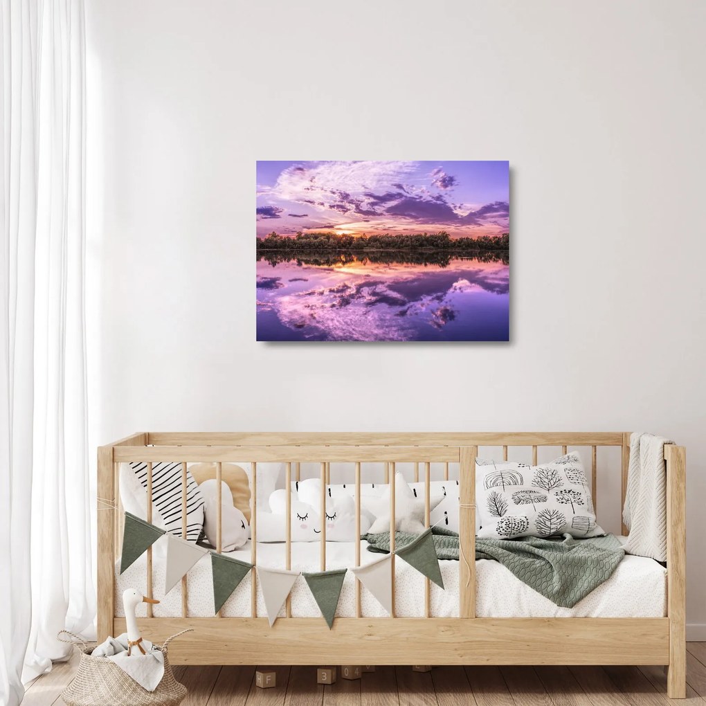 Tablou pe sticlă cu cerul violet (70x50 cm)
