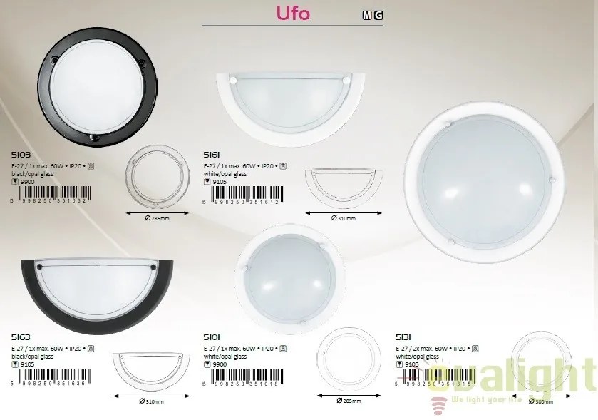 Aplica de perete, Plafoniera diam.38cm, Ufo 5131 RX