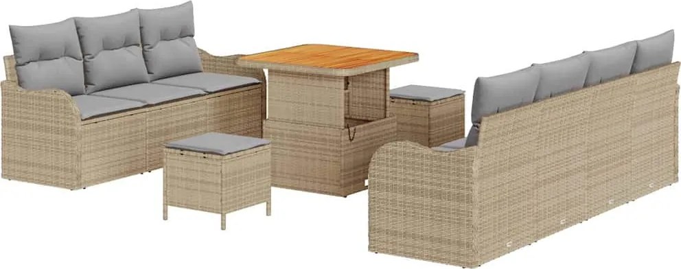 vidaXL Set de canapele pentru grădină 10 pcs Beige și gri deschis