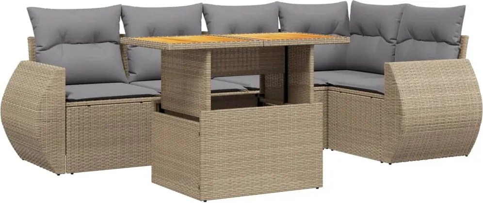 vidaXL Set canapele de grădină cu perne, 6 piese, bej, poliratan