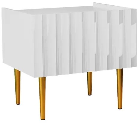 Noptieră ARCOS 46x50 cm alb/auriu