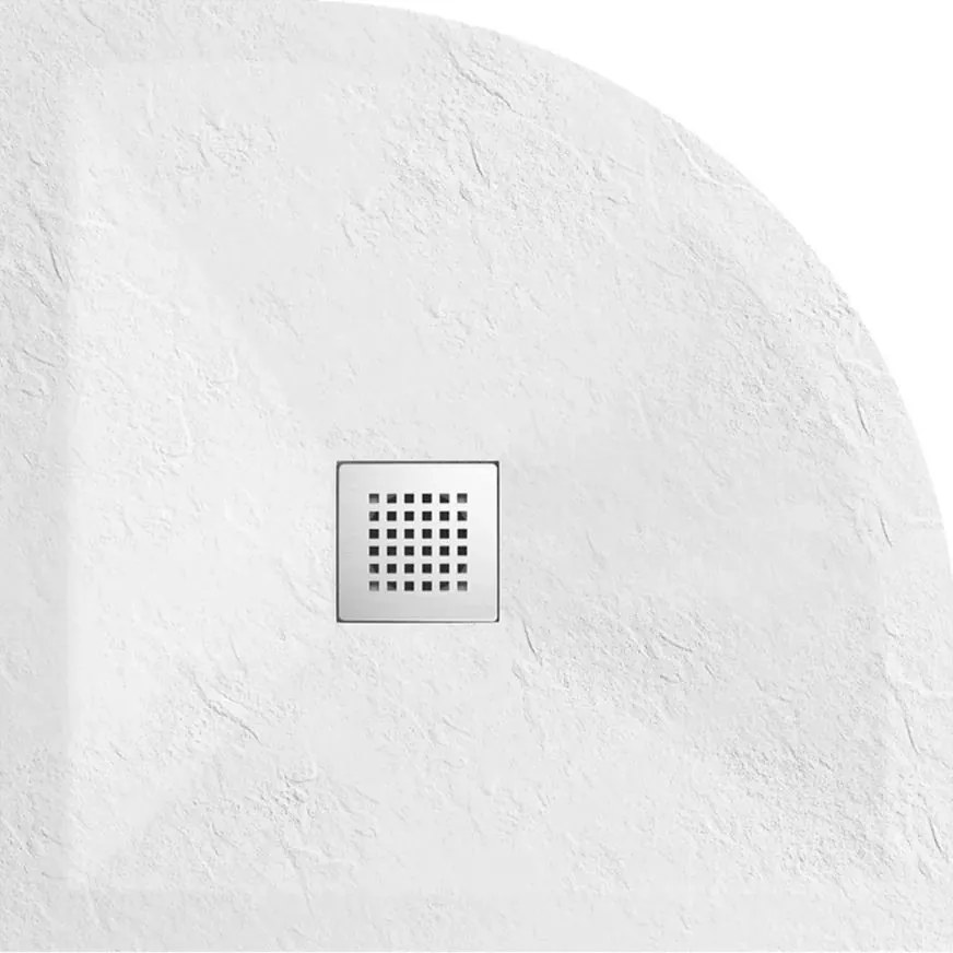Cadita dus semirotunda Balneo Stone Tray din compozit 80x80 alb