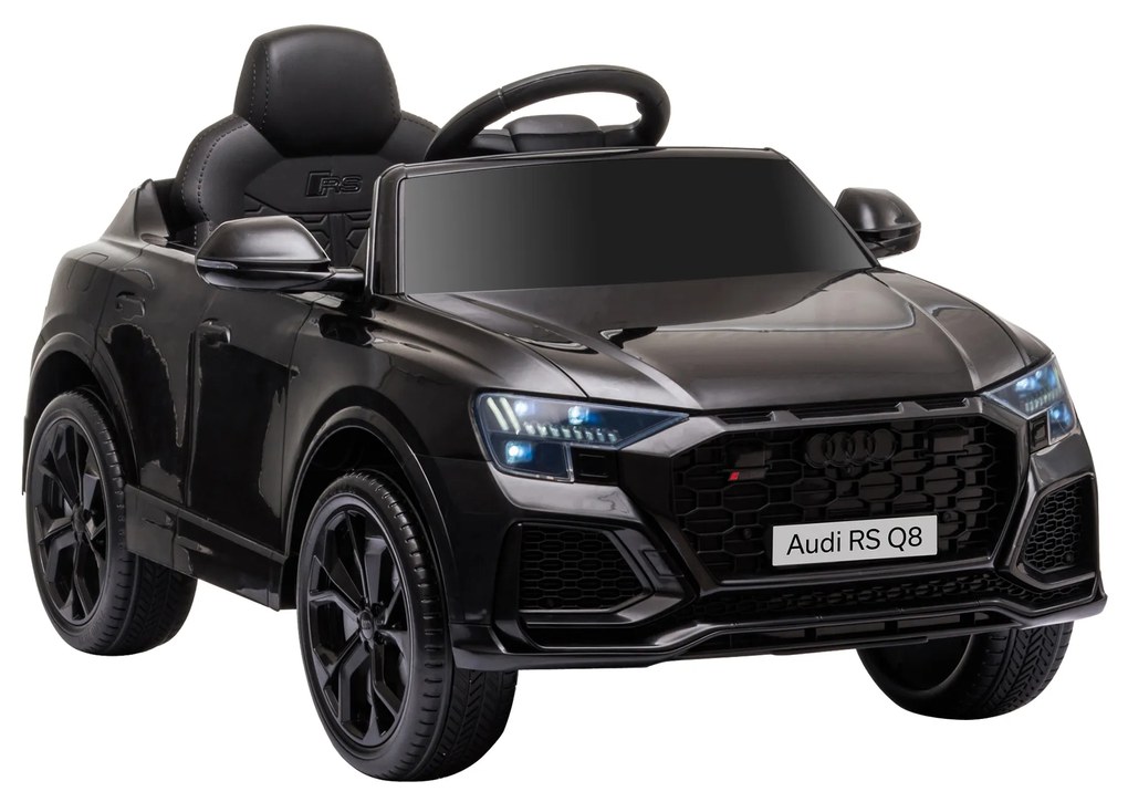 HOMCOM Mașină electrică pentru copii sub licență Audi RS Q8, vehicul electric cu telecomandă, MP3, USB, Bluetooth, negru | Aosom Romania