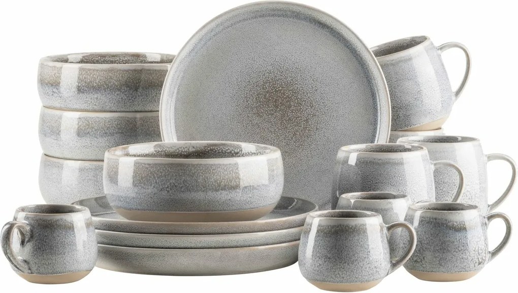 Mäser Set de vase pentru micul dejun 16 piese AQUATA – gri