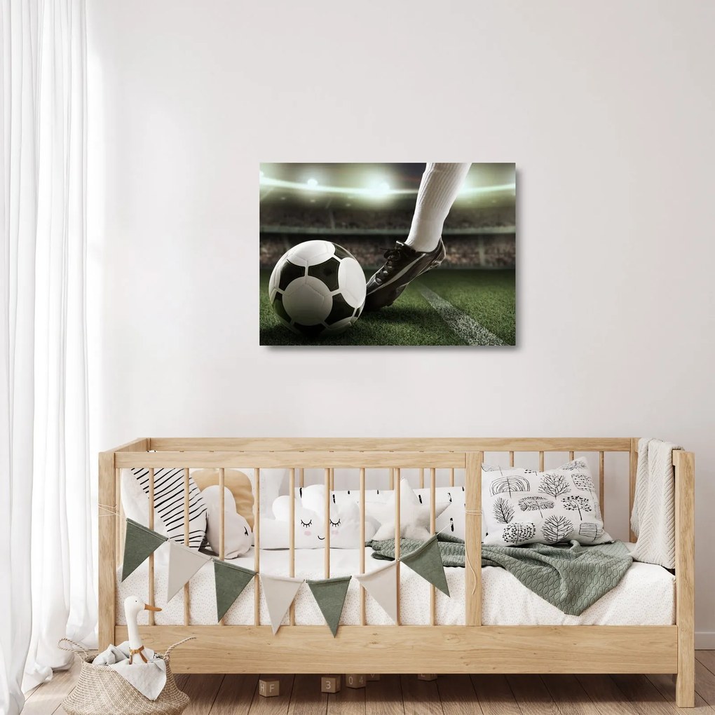 Tablou pe sticlă - Minge de fotbal (70x50 cm)