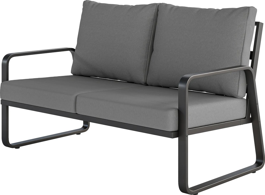 Outsunny Canapea de grădină 2 locuri cu perne groase, huse detașabile și accotoare moderne, 121x69x69cm, gri deschis | Aosom Romania