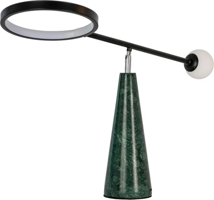Lampa de masa LED din otel negru si marmura portelanata verde