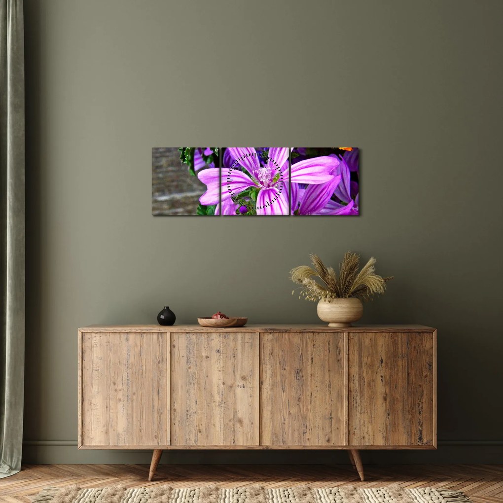 Tablou -flori de câmp (cu ceas) (90x30 cm)