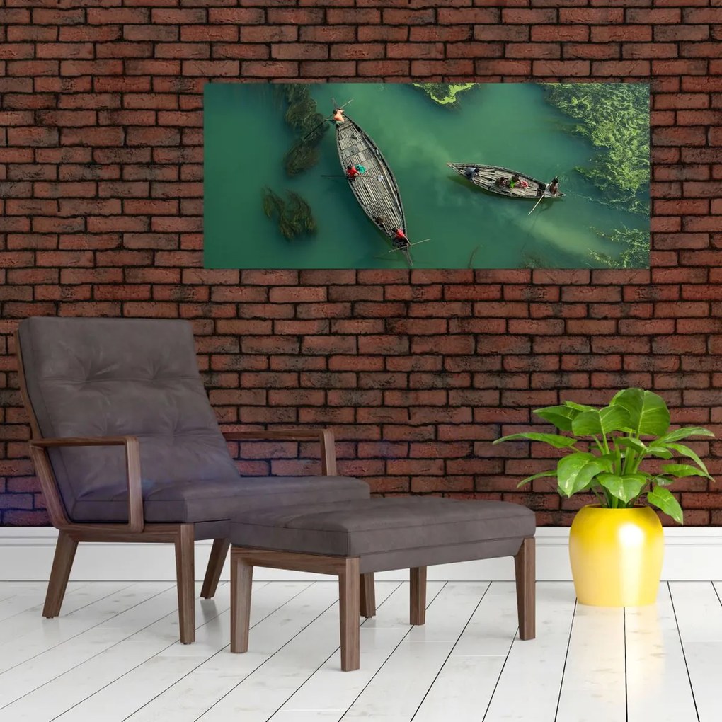 Tablou - Pescarii de pe râu (120x50 cm)