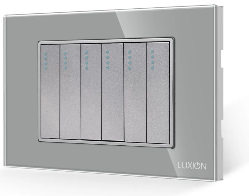 Intrerupator Mecanic 6 Posturi LUXION cu Rama din Sticla, Standard Italian, 3M