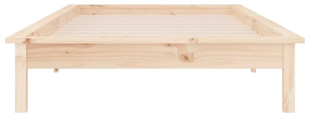 Cadru de pat cu LED, Single 3FT, 90x190 cm, lemn masiv Maro, 90 x 190 cm