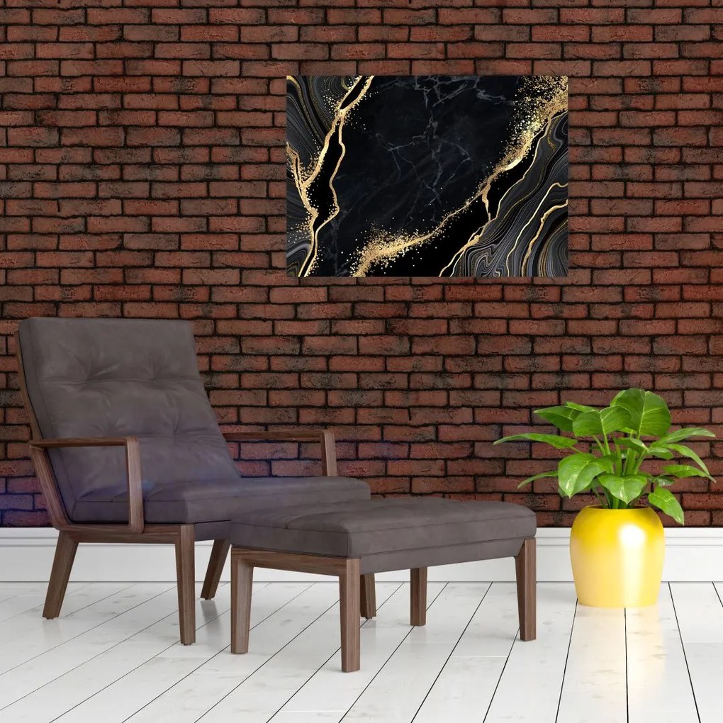 Tablou pe sticlă abstarcției aurii (70x50 cm)