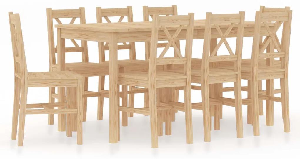 283379 vidaXL Set mobilier de bucătărie, 9 piese, lemn de pin