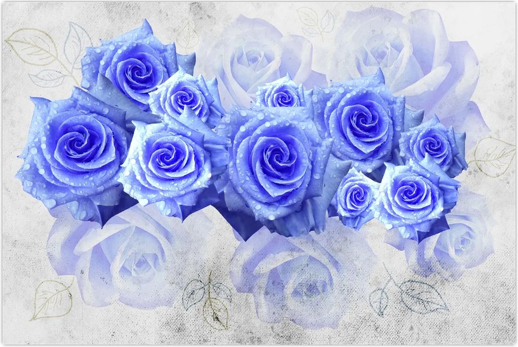 Tablou - Trandafiri albaștri (90x60 cm)