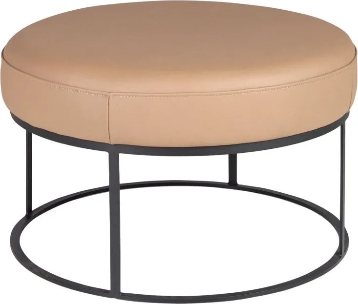 Bancheta rotunda tapitata cu piele naturala Maro