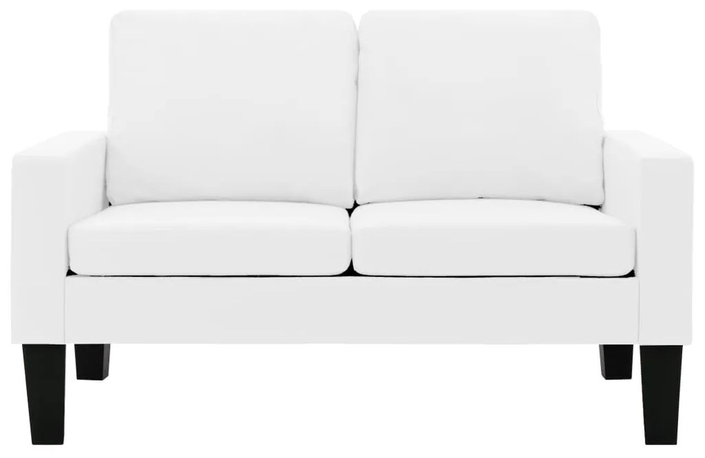 288752 vidaXL Canapea cu 2 locuri, alb, piele ecologică