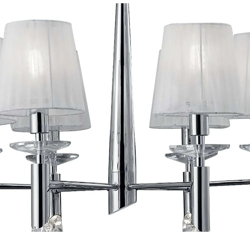 Candelabru elegant cu 6 brate Tiffany crom/ abajur alb