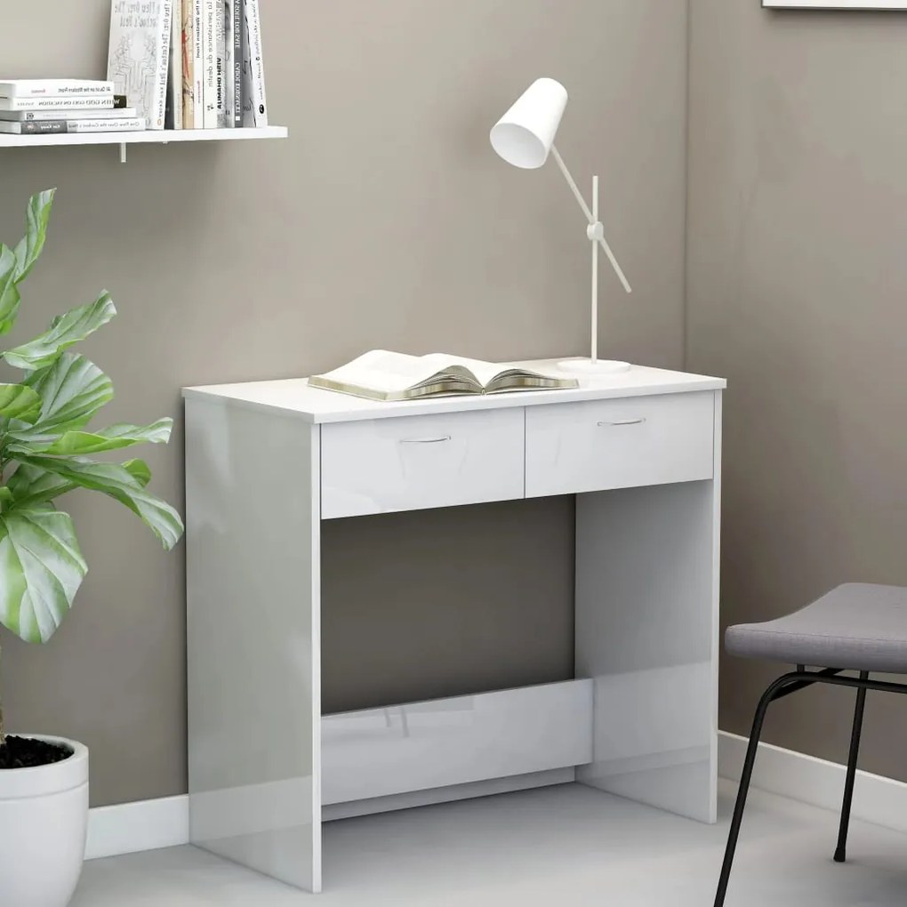 801361 vidaXL Birou, alb extralucios, 80 x 40 x 75 cm, PAL