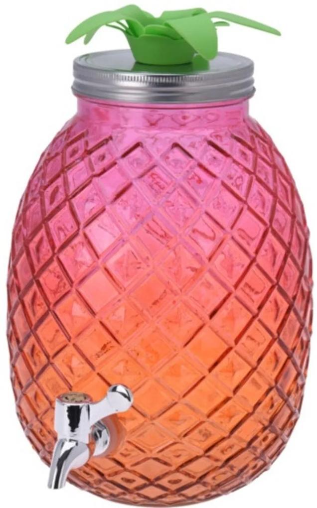 Dispenser pentru bauturi Beverage, 4.7 L, sticla, portocaliu/roz