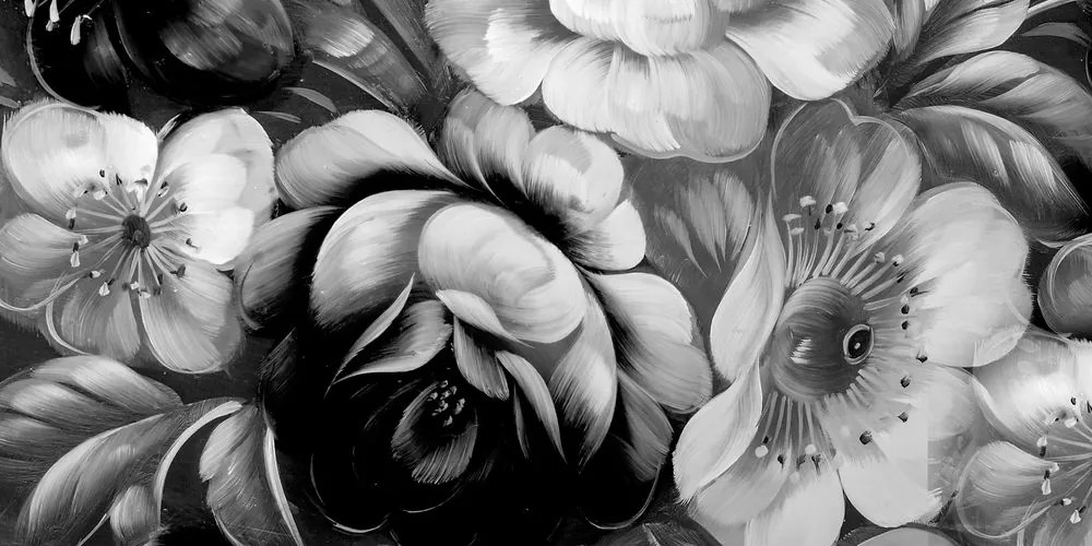 Tablou lumea florilor în design alb-negru