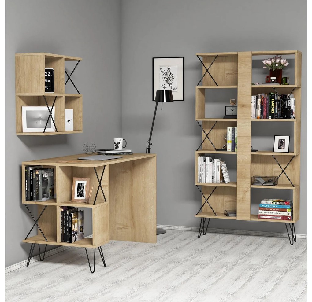 Set mobilier pentru birou Likime 1 (stejar + negru) . 1095023