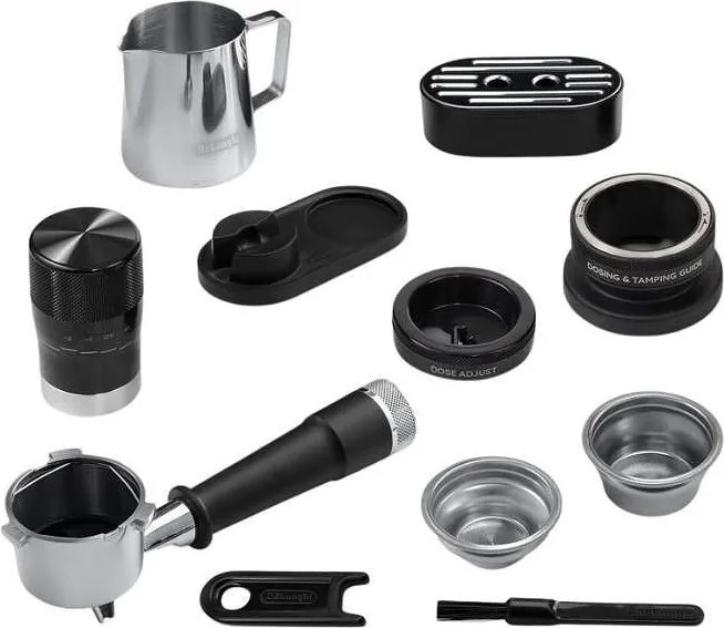 Mașină de espresso DeLonghi EC9455.M La Specialista Touch, 1450 W, 19 bari, 1,7 l, 4 viteze, 5 niveluri de spumare, 15 setări de măcinare, preparare la rece, adaptor pentru boabe, ecran tactil, oțel inoxidabil
