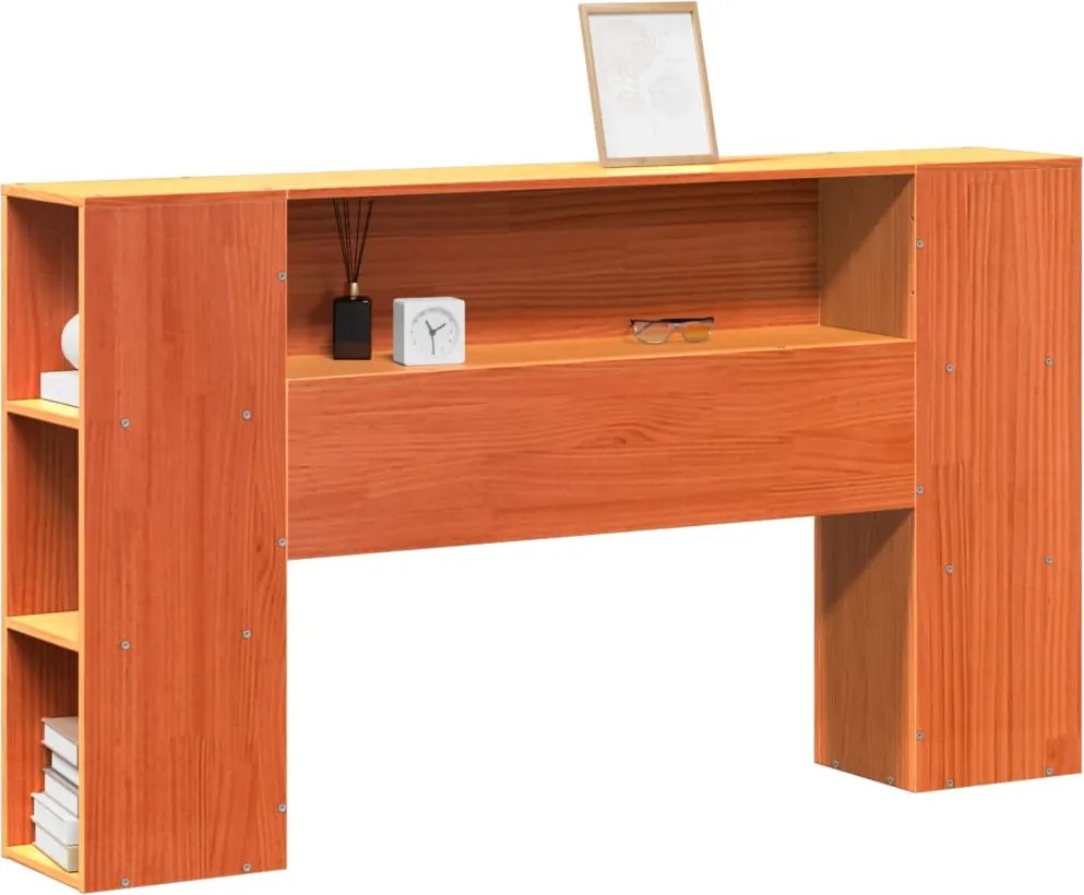 vidaXL Tăblie de pat cu depozitare maro ceruit, 140 cm, lemn masiv pin