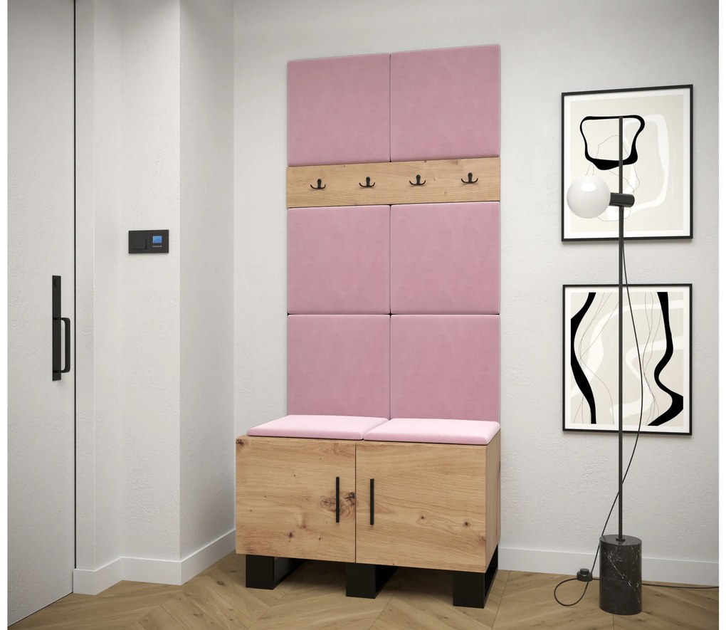 Set mobilier pentru hol Amanda 4 (Stejar artisan + roz). 1085885