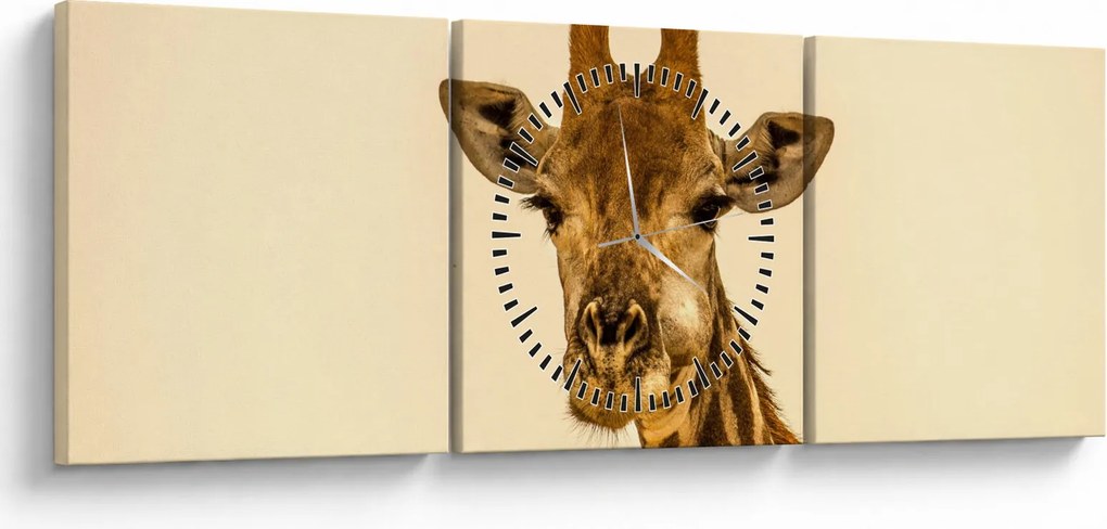 Tablou cu girafe (cu ceas) (90x30 cm)