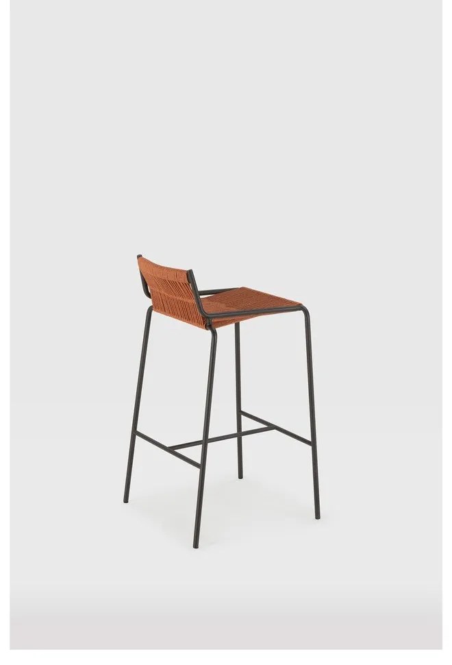 Scaun de bar teracotă din metal (înălțime șezut 65 cm) Emily – Marckeric
