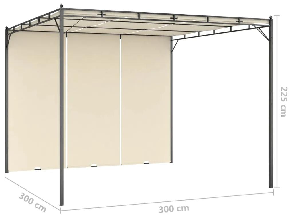 Pavilion de gradina cu perdea laterala, crem, 3x3x2,25 m Crem, 3 x 3 x 2.25 m