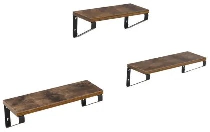 Set de 3 rafturi de perete SHELFY SHELFY maro/negru