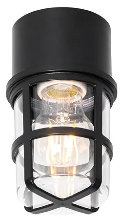 Lampă de plafon și perete neagră cu abajur transparent IP54 - Kiki