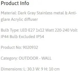 Aplica pentru exterior design modern IP54 Santo